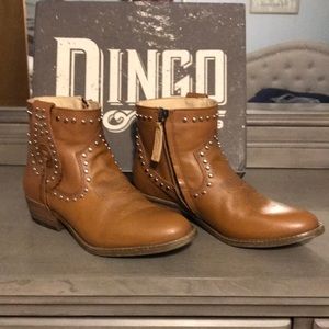 DINGO DESTRY WOMENS LEATHER WESTERN BOOTIES, SIZE 8